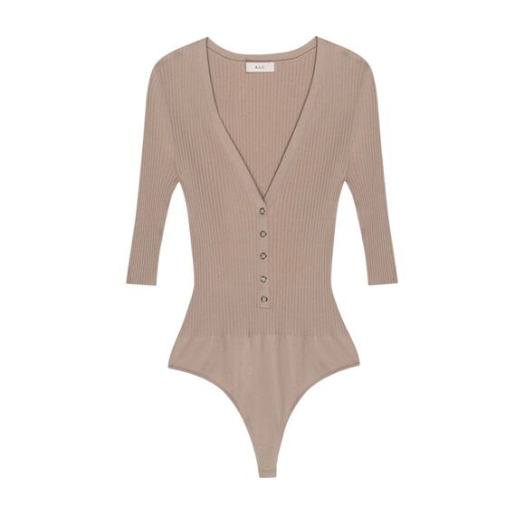 A.L.C. Ribbed Toni Bodysuit in Tamarind Beige Size L - Picture 12 of 12